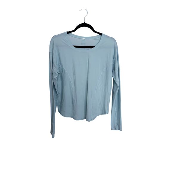 Lululemon Top Womens 10 Contoured Seam Long Sleeve Shirt Light Blue Athletic - Picture 1 of 3